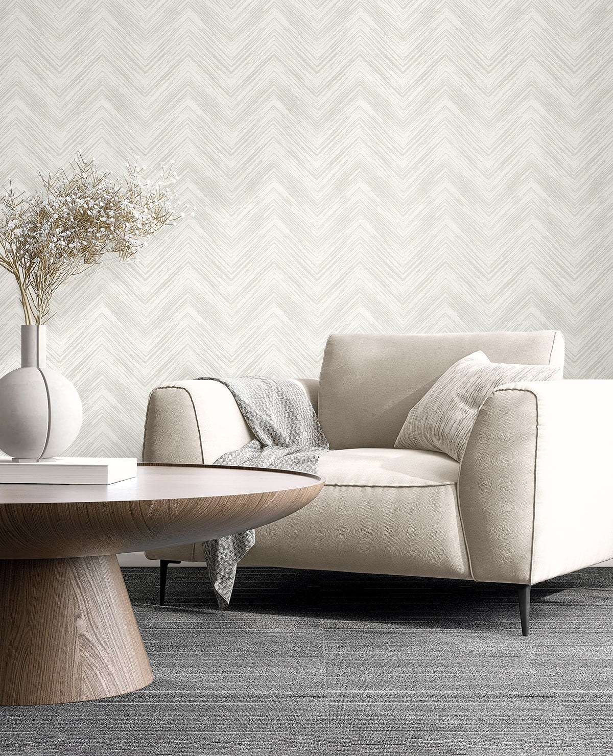 Seabrook Designs  Elisiana Chevron Contemporary Whites, Off Whites   - EL20400