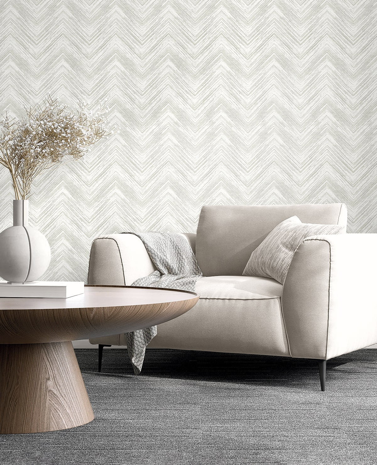 Seabrook Designs  Elisiana Chevron Contemporary Whites, Off Whites   - EL20410