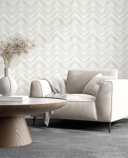 Seabrook Designs  Elisiana Chevron Contemporary Whites, Off Whites   - EL20410