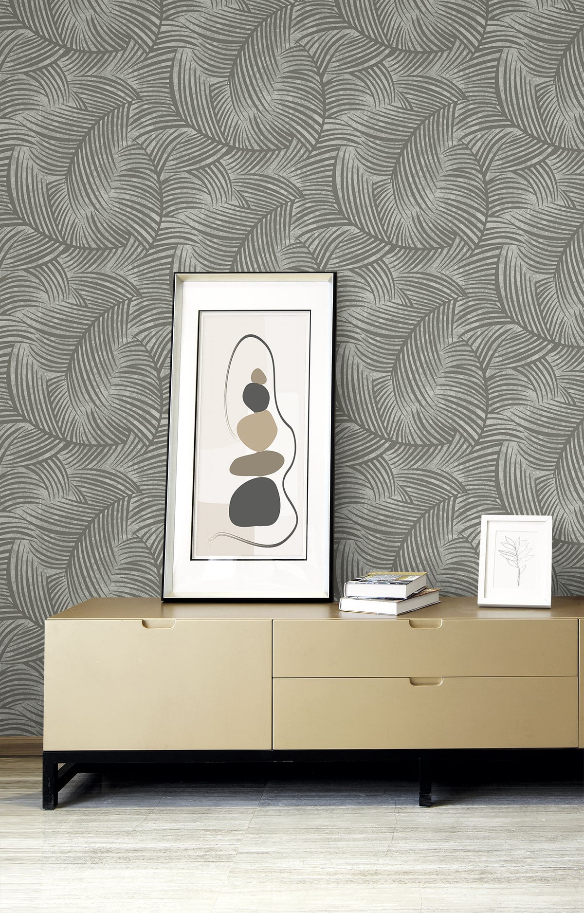 Seabrook Designs  Zephyra Palms Botanical Contemporary Grays   - EL20610