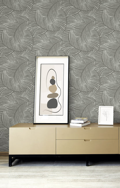 Seabrook Designs  Zephyra Palms Botanical Contemporary Grays   - EL20610