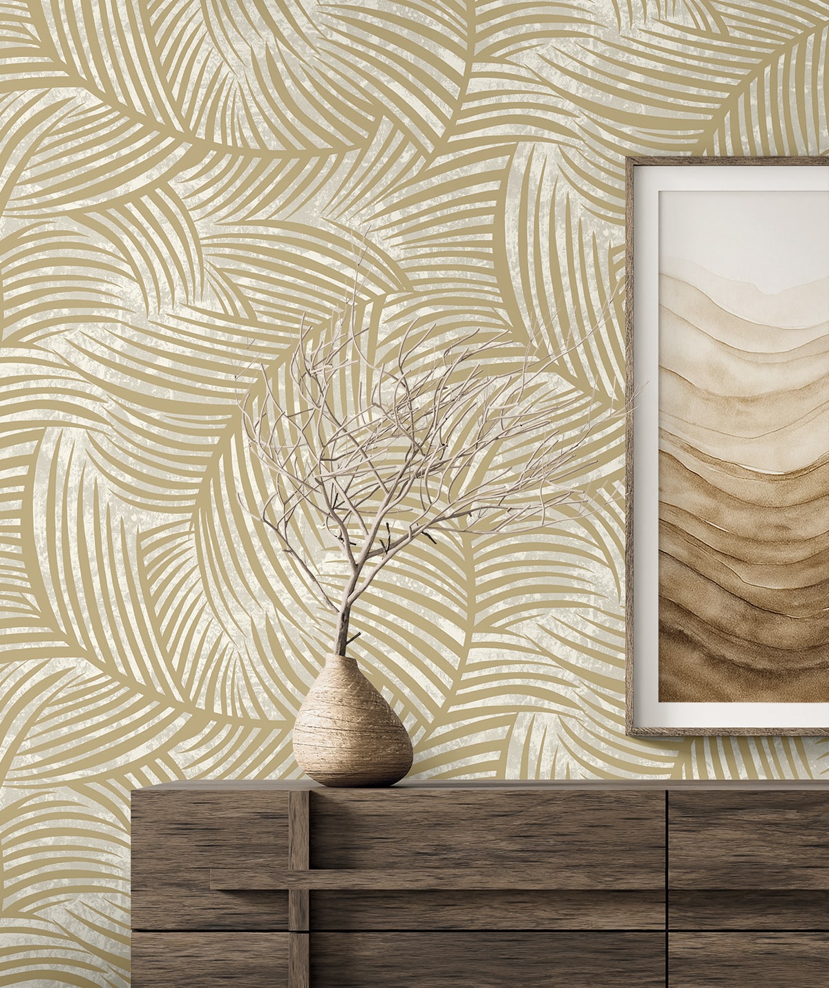 Seabrook Designs  Zephyra Palms Botanical Contemporary Warm Neutrals, Beiges   - EL20617