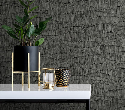 Seabrook Designs  Tatiana Waves Abstract Contemporary Blacks   - EL20800