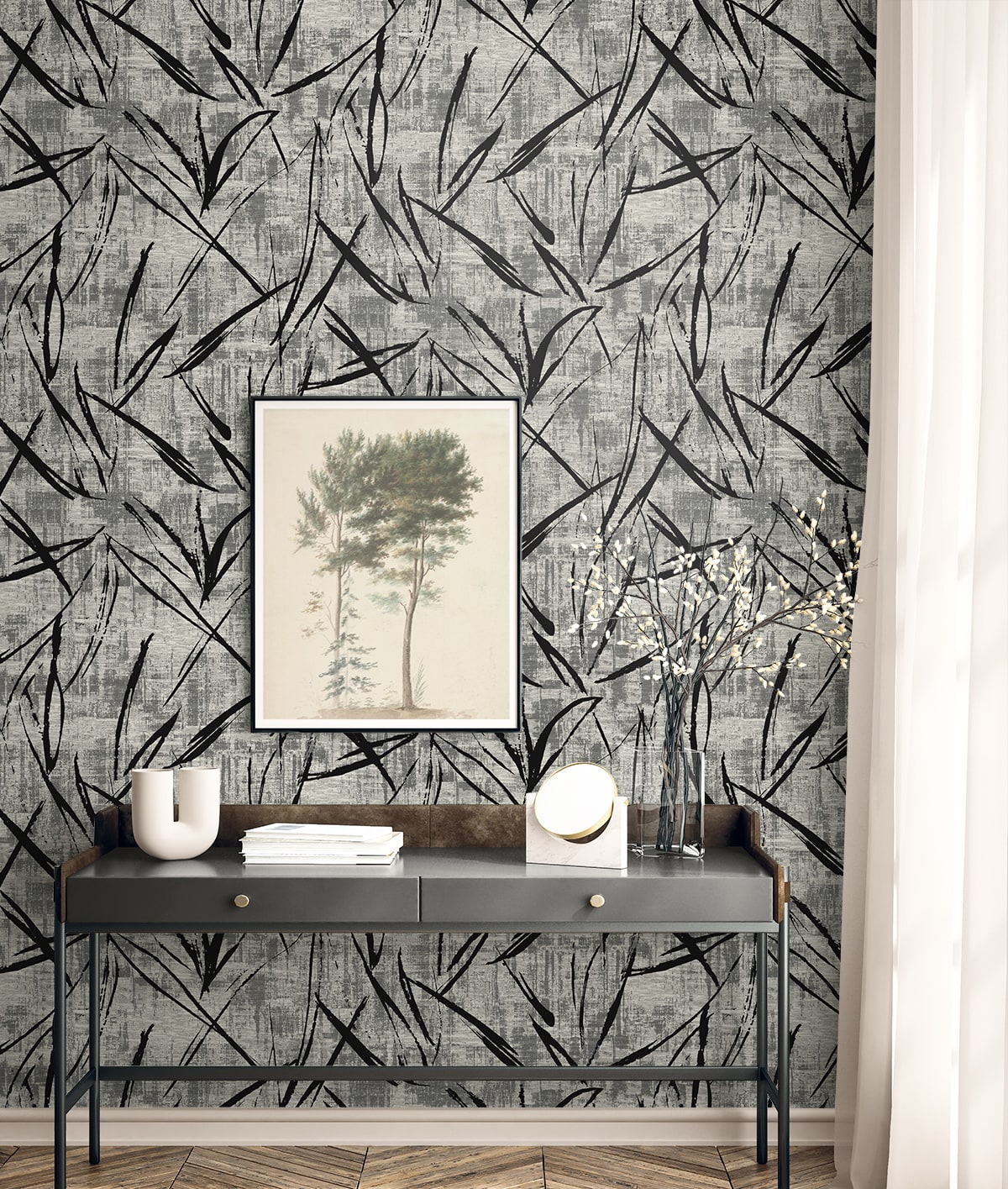 Seabrook Designs  Luneth Abstract Contemporary Grays   - EL20900