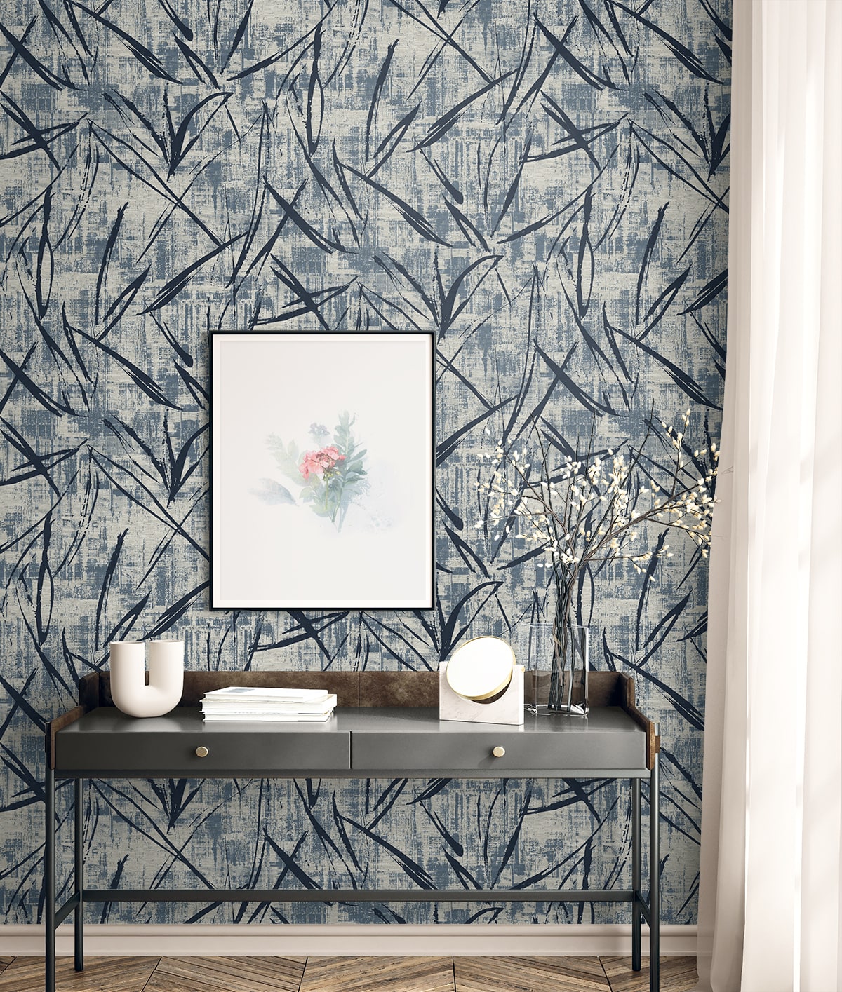 Seabrook Designs  Luneth Abstract Contemporary Blues   - EL20902