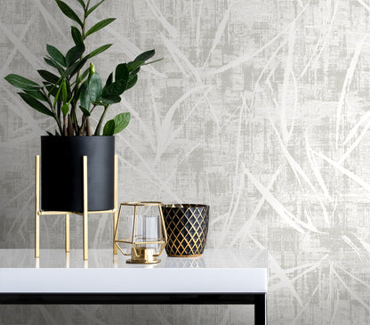 Seabrook Designs  Luneth Abstract Contemporary Whites, Off Whites   - EL20907