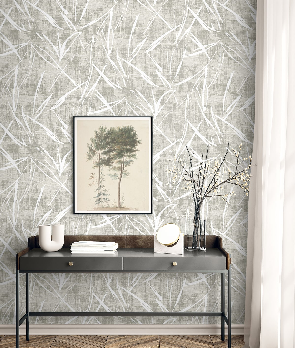 Seabrook Designs  Luneth Abstract Contemporary Grays   - EL20908
