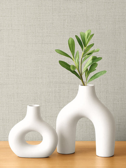 Seabrook Designs  Vespia Faux Linen Contemporary Cool Neutrals   - EL21118