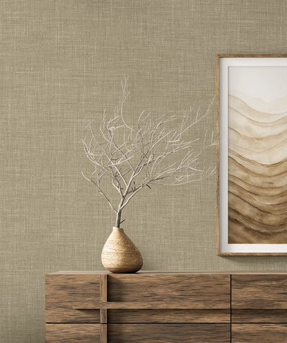 Seabrook Designs  Vespia Faux Linen Contemporary Browns, Taupes   - EL21129