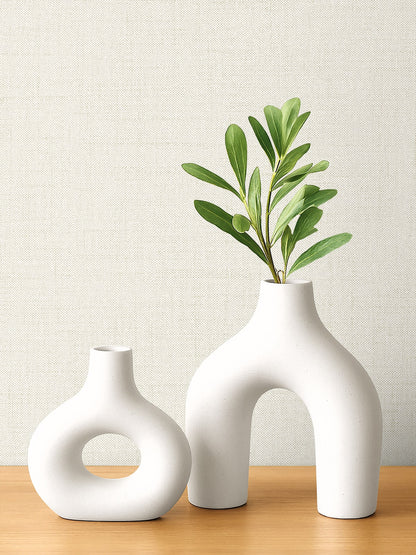 Seabrook Designs  Vespia Faux Linen Contemporary Cool Neutrals   - EL21130