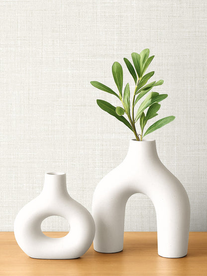 Seabrook Designs  Vespia Faux Linen Contemporary Warm Neutrals, Beiges   - EL21135