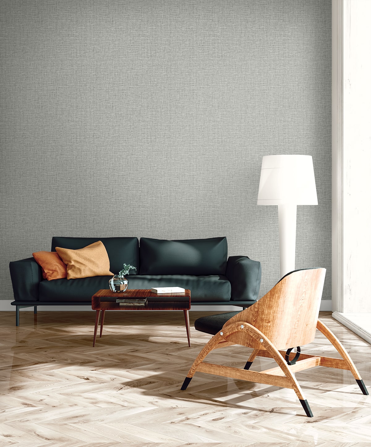 Seabrook Designs  Opalind Faux Linen Contemporary Grays   - EL21208