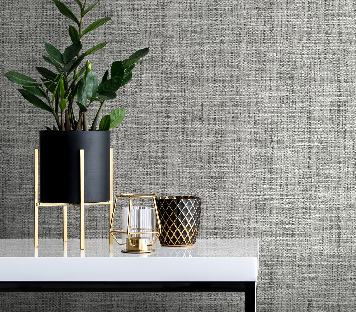 Seabrook Designs  Opalind Faux Linen Contemporary Grays   - EL21208