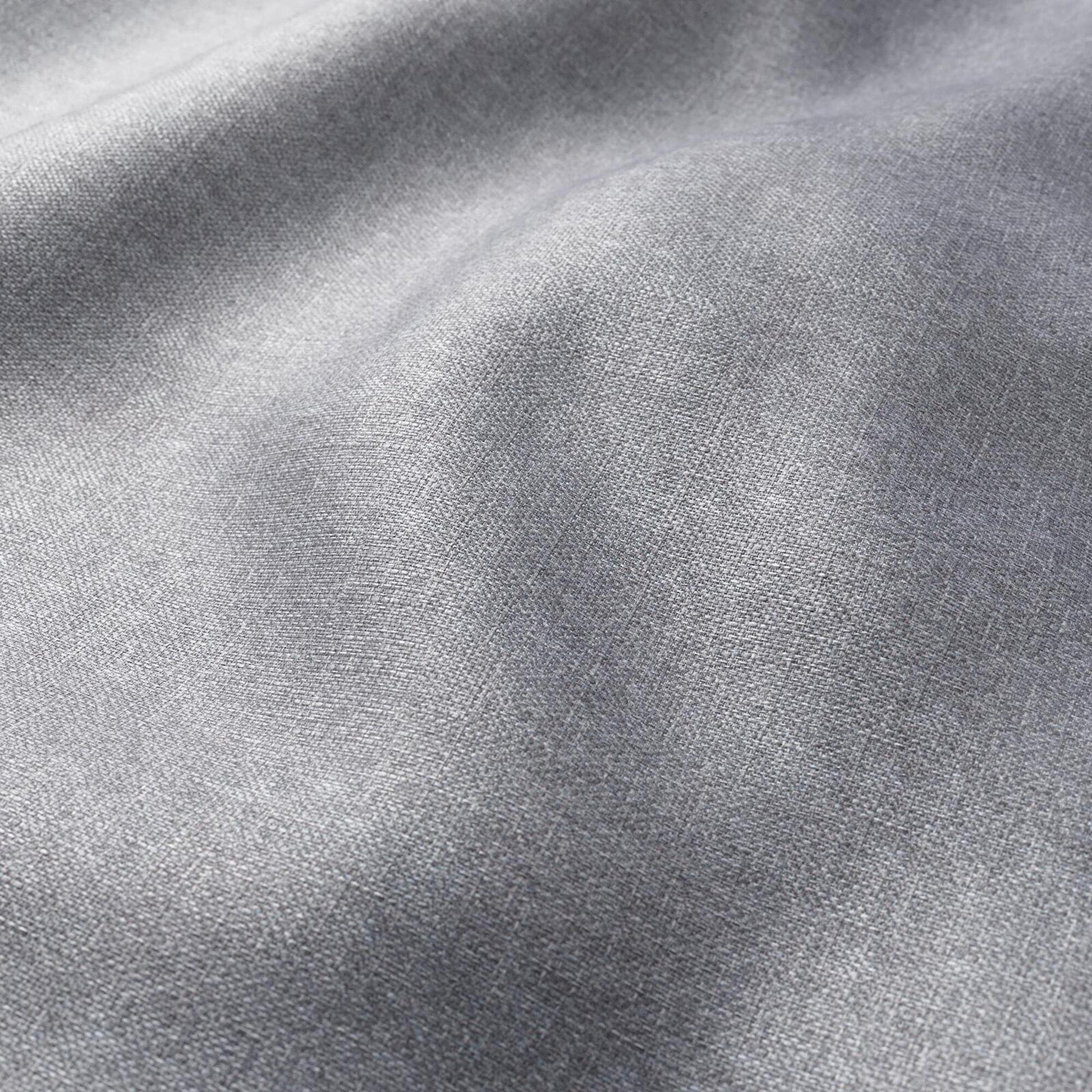 Light gray linen-like fabric close-up, showing fine weave texture and soft drape.