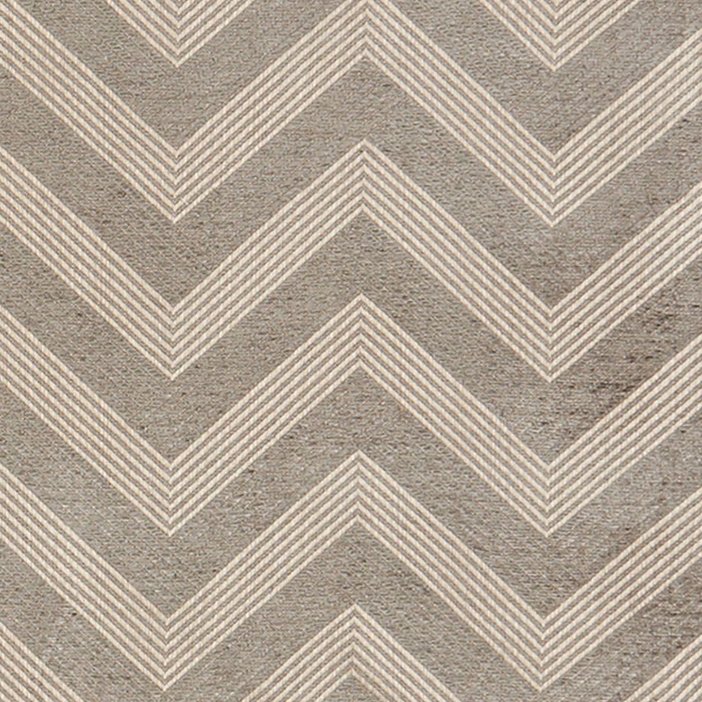 Rectangular fabric swatch in grey and silver geometric pattern; neutral, modern texture for upholstery.