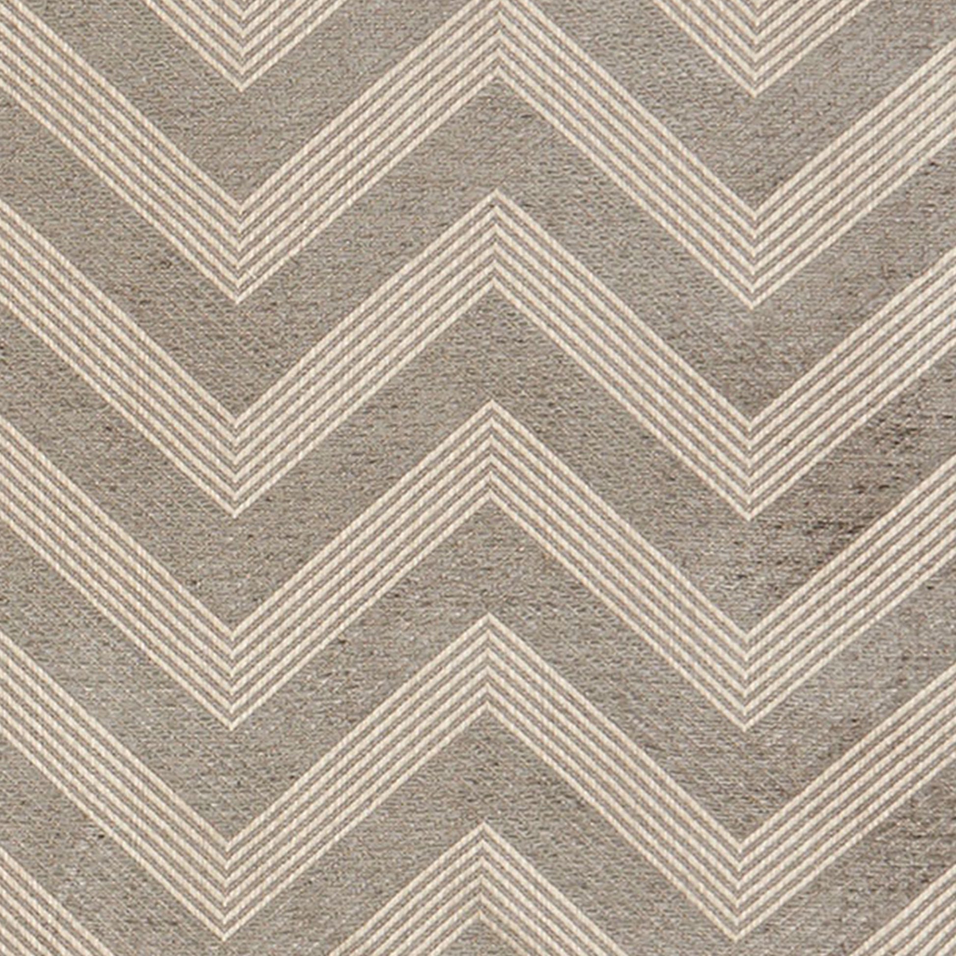 Rectangular fabric swatch in grey and silver geometric pattern; neutral, modern texture for upholstery.