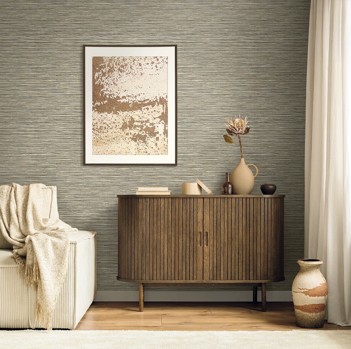 Seabrook Designs  Savanna Faux Grasscloth Contemporary Warm Neutrals , Beiges   - EN40000