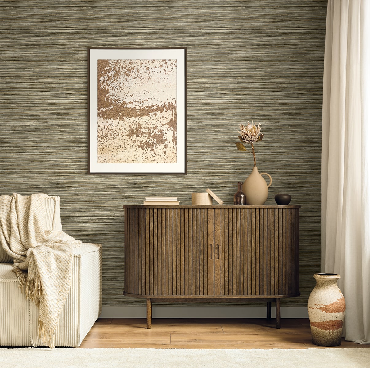 Seabrook Designs  Savanna Faux Grasscloth Contemporary Warm Neutrals , Beiges   - EN40006