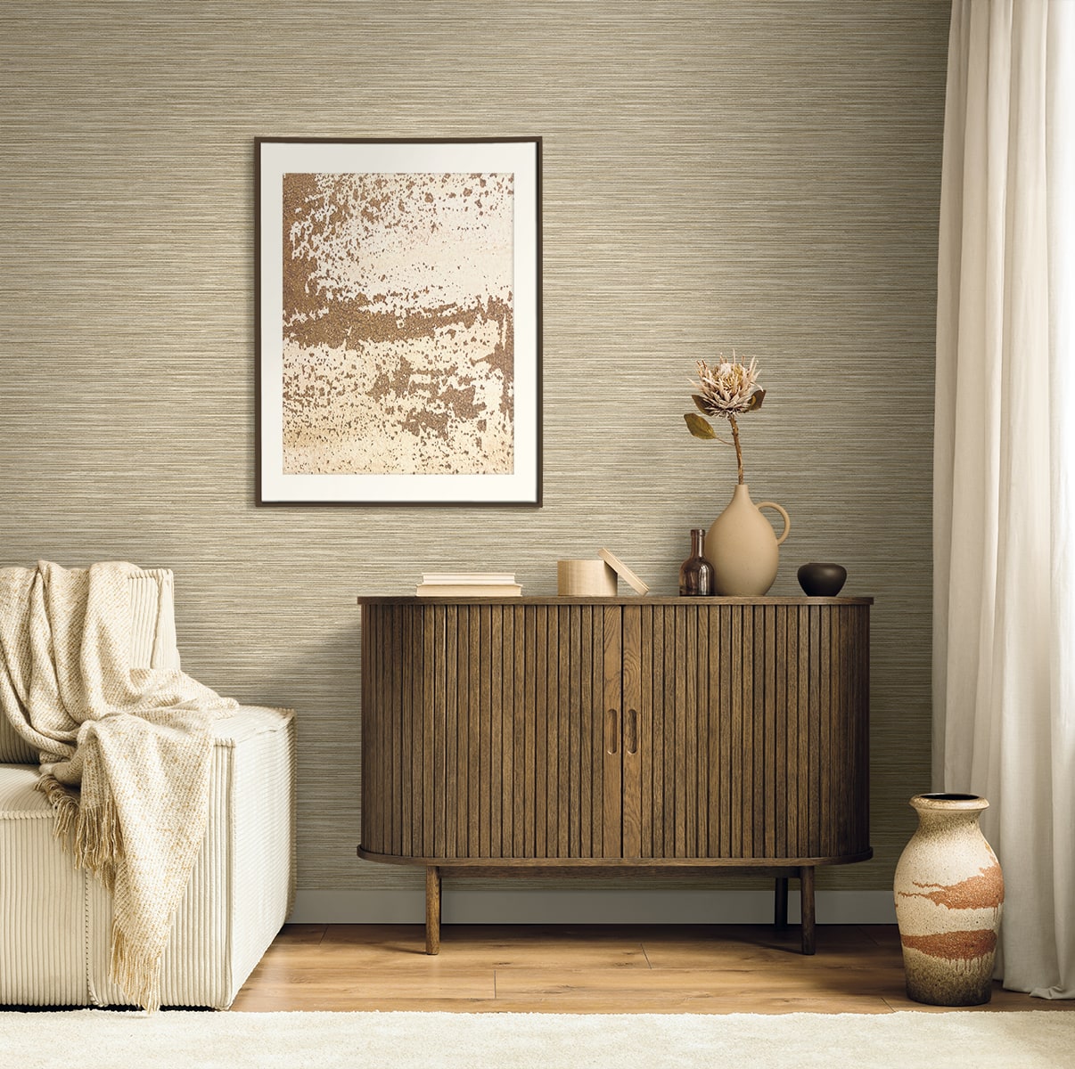 Seabrook Designs  Savanna Faux Grasscloth Contemporary Warm Neutrals , Beiges   - EN40007