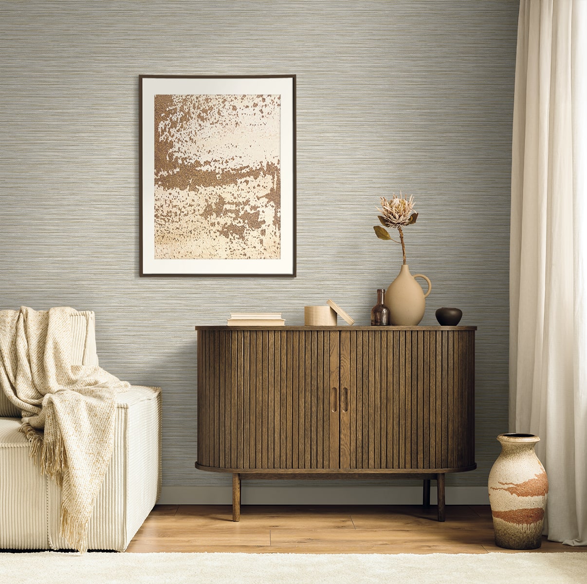 Seabrook Designs  Savanna Faux Grasscloth Contemporary Cool Neutrals   - EN40008