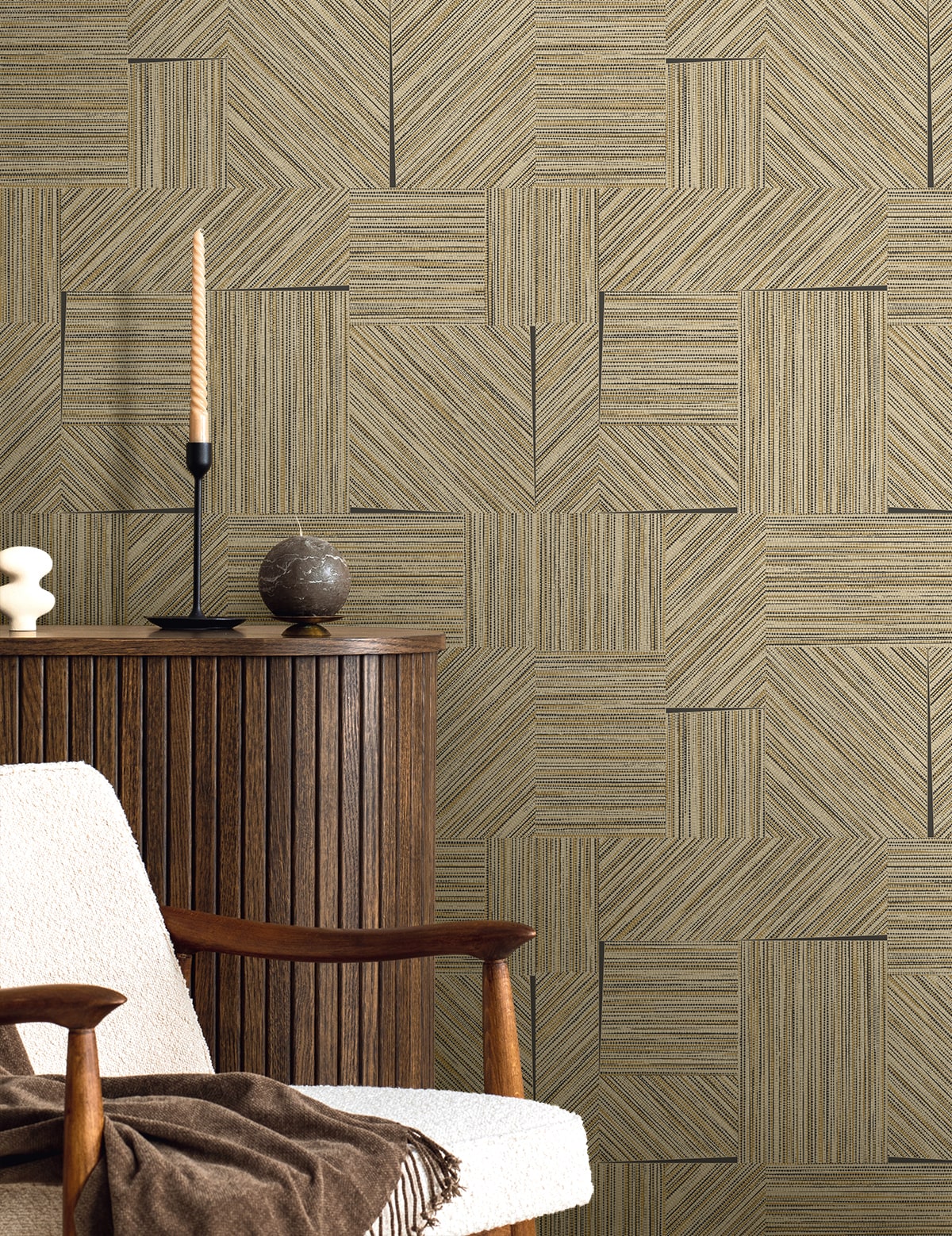 Seabrook Designs  Husk Geometric Contemporary Browns , Taupes   - EN40106