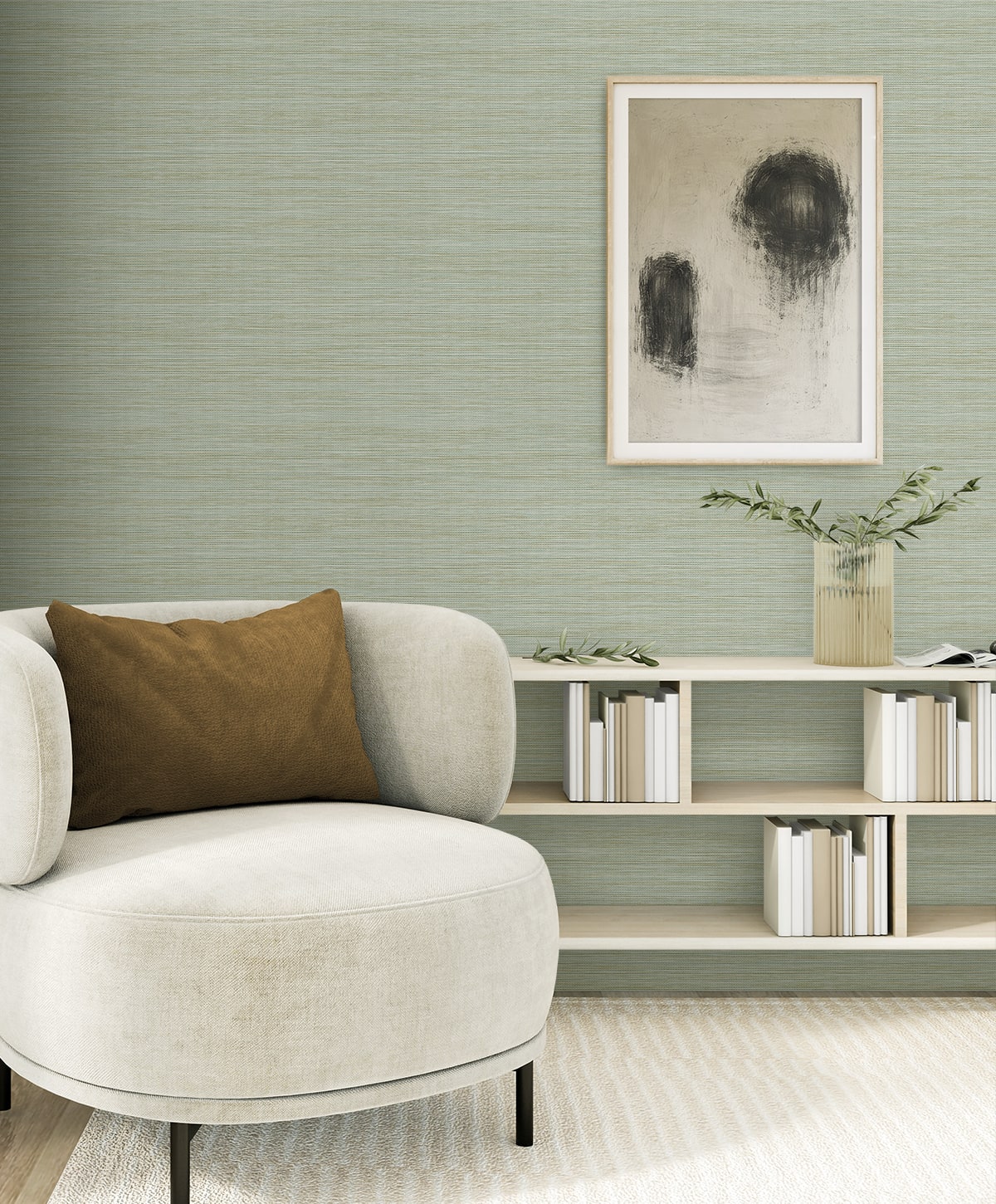 Seabrook Designs  Sisa Faux Grasscloth Contemporary Greens   - EN40214