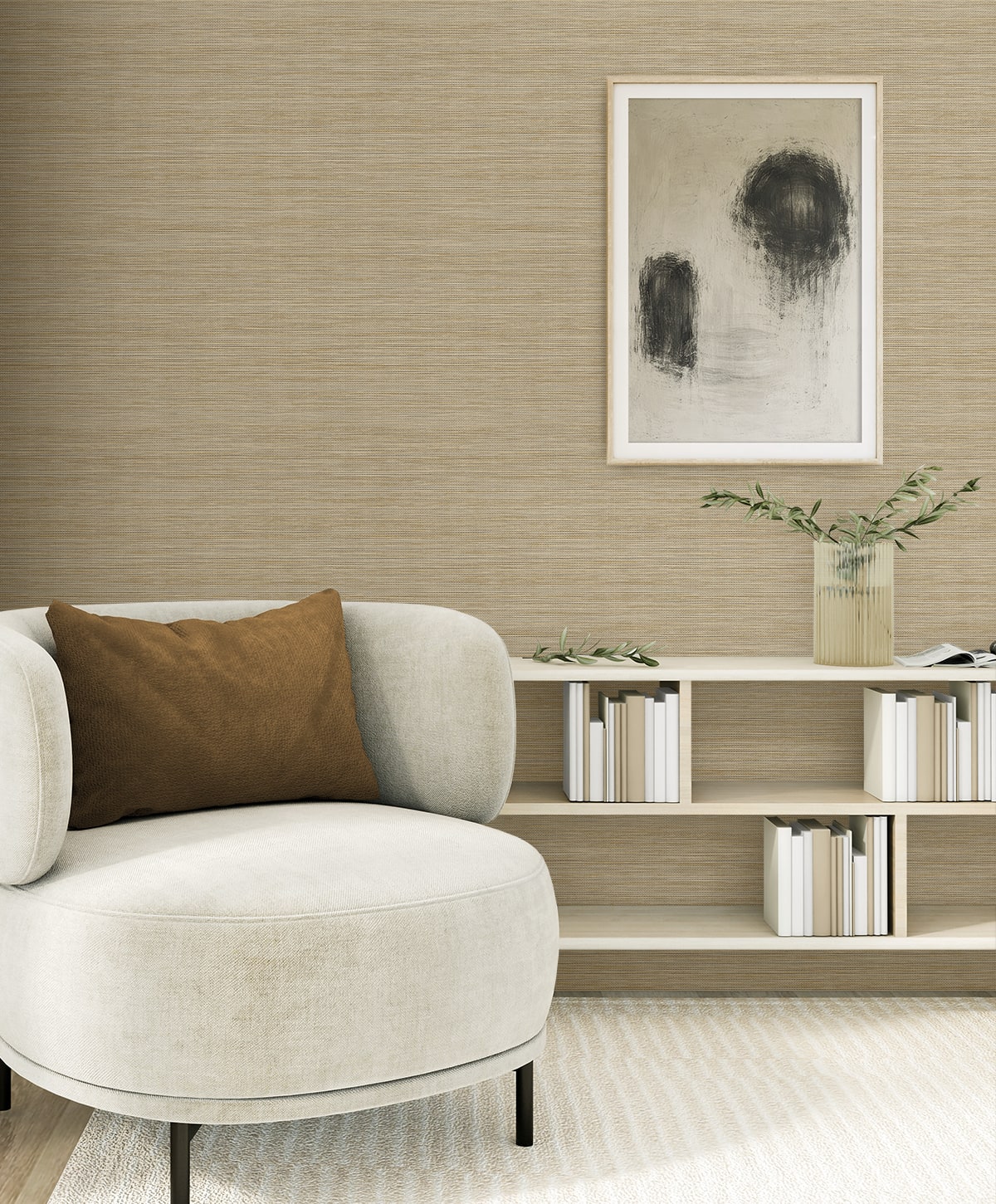Seabrook Designs  Sisa Faux Grasscloth Contemporary Warm Neutrals , Beiges   - EN40216
