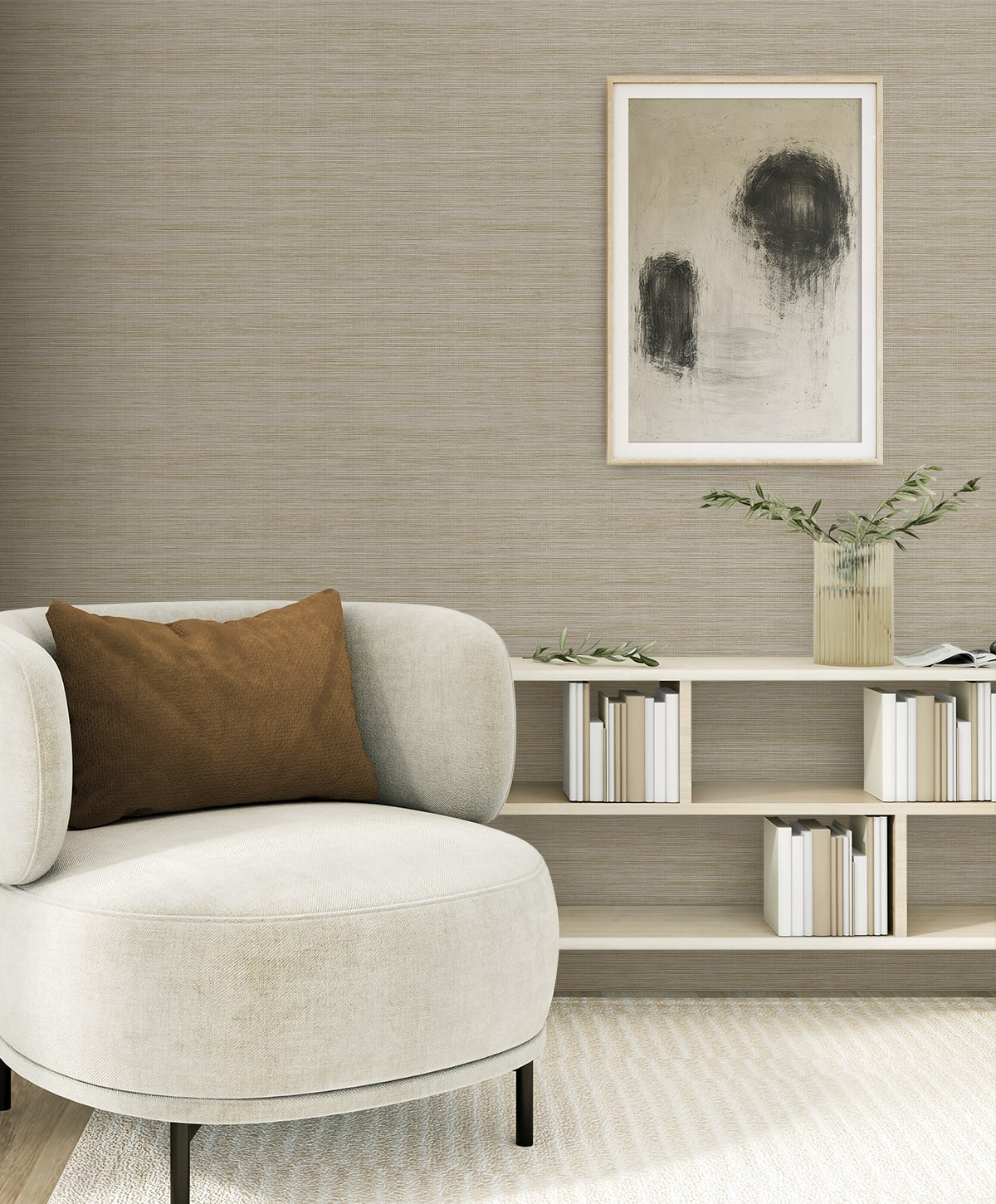 Seabrook Designs  Sisa Faux Grasscloth Contemporary Warm Neutrals , Beiges   - EN40227