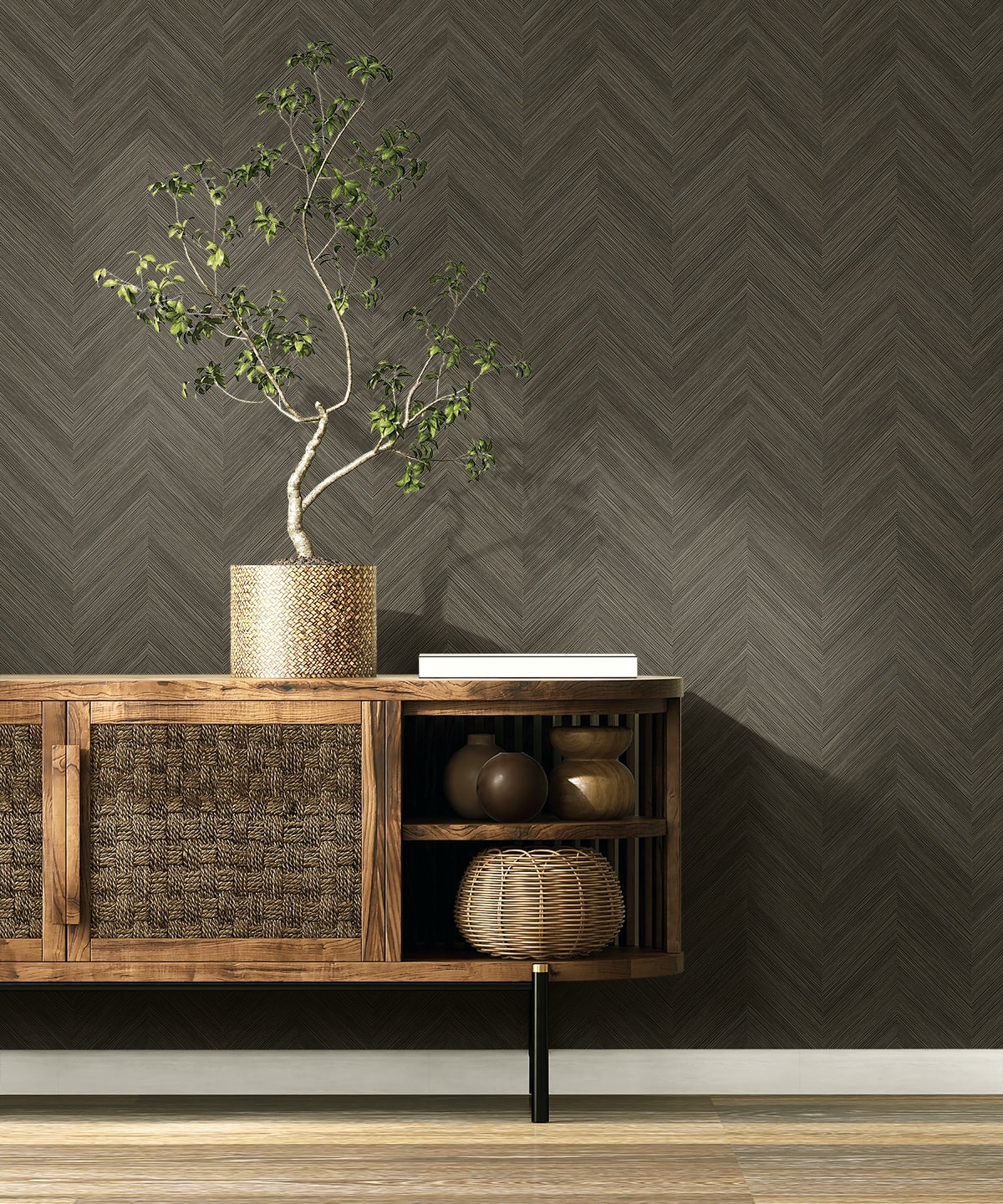Seabrook Designs  Strand Chevron Contemporary Browns , Taupes   - EN40300
