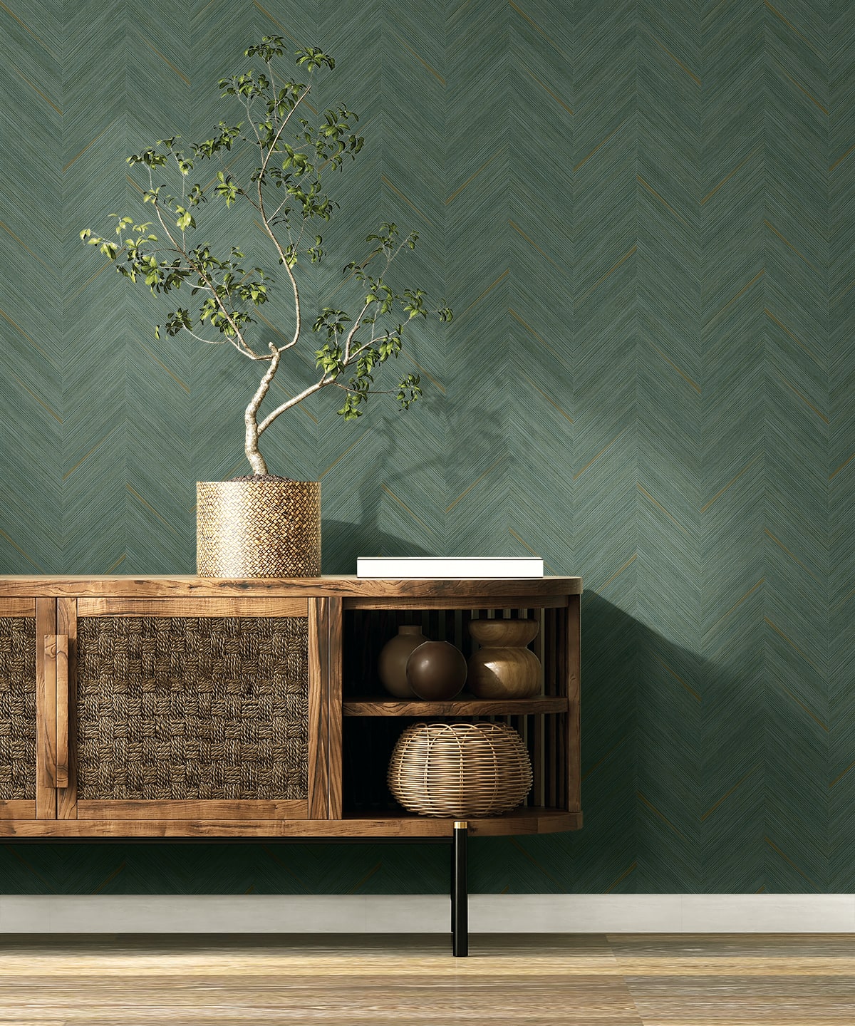 Seabrook Designs  Strand Chevron Contemporary Greens   - EN40304