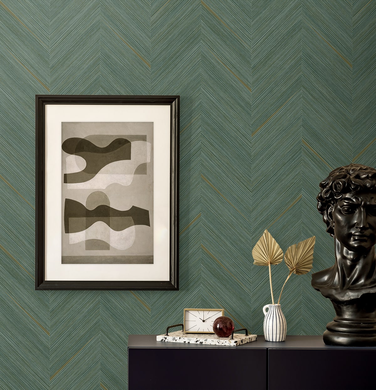 Seabrook Designs  Strand Chevron Contemporary Greens   - EN40304