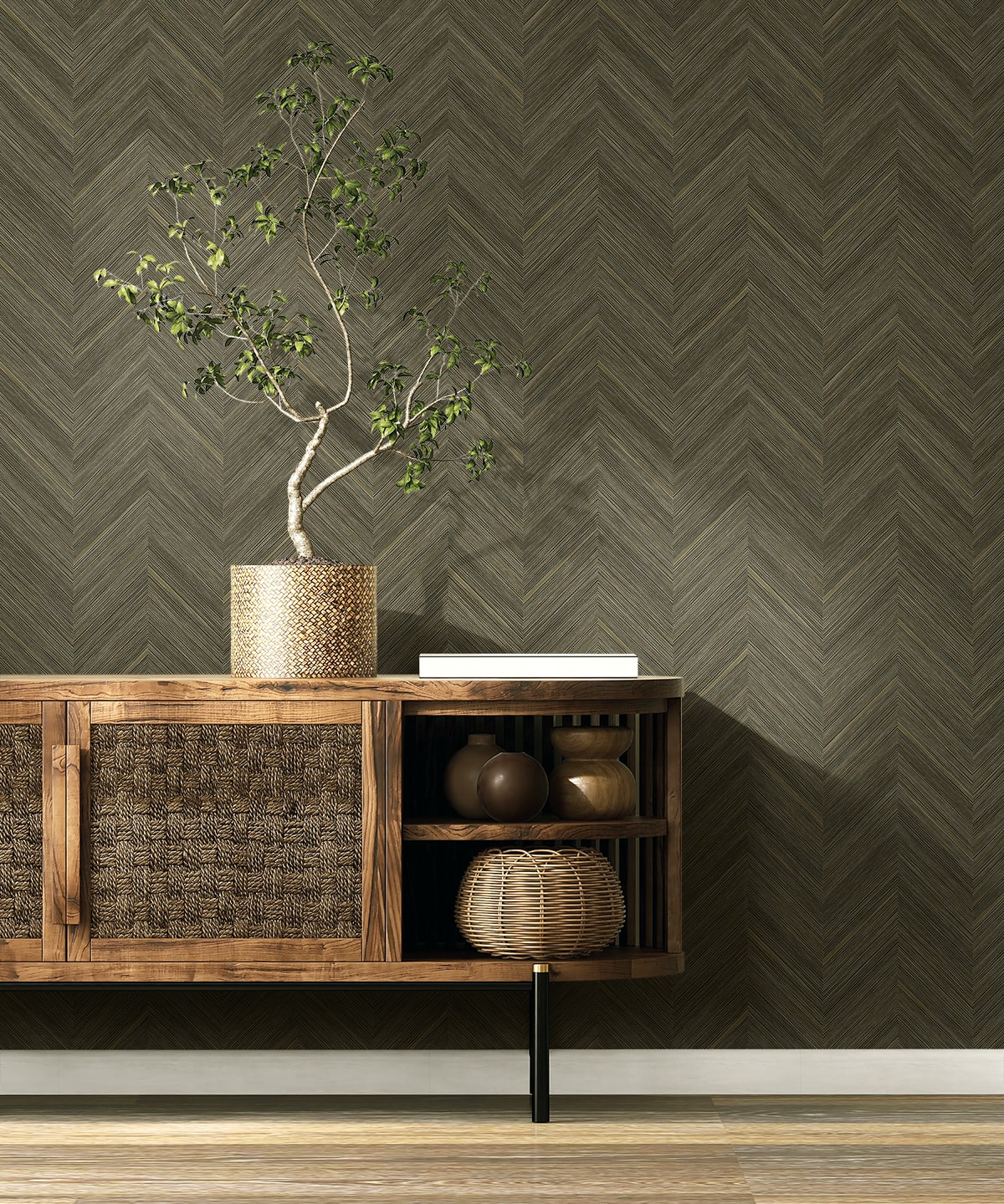 Seabrook Designs  Strand Chevron Contemporary Warm Neutrals , Beiges   - EN40306