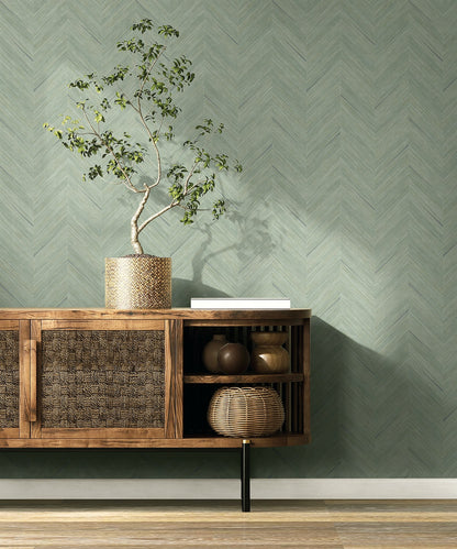 Seabrook Designs  Strand Chevron Contemporary Greens   - EN40314