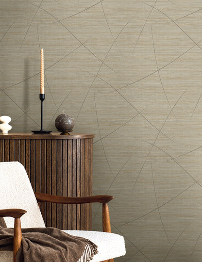 Seabrook Designs  Bract Faux Grasscloth Contemporary Warm Neutrals , Beiges   - EN40407