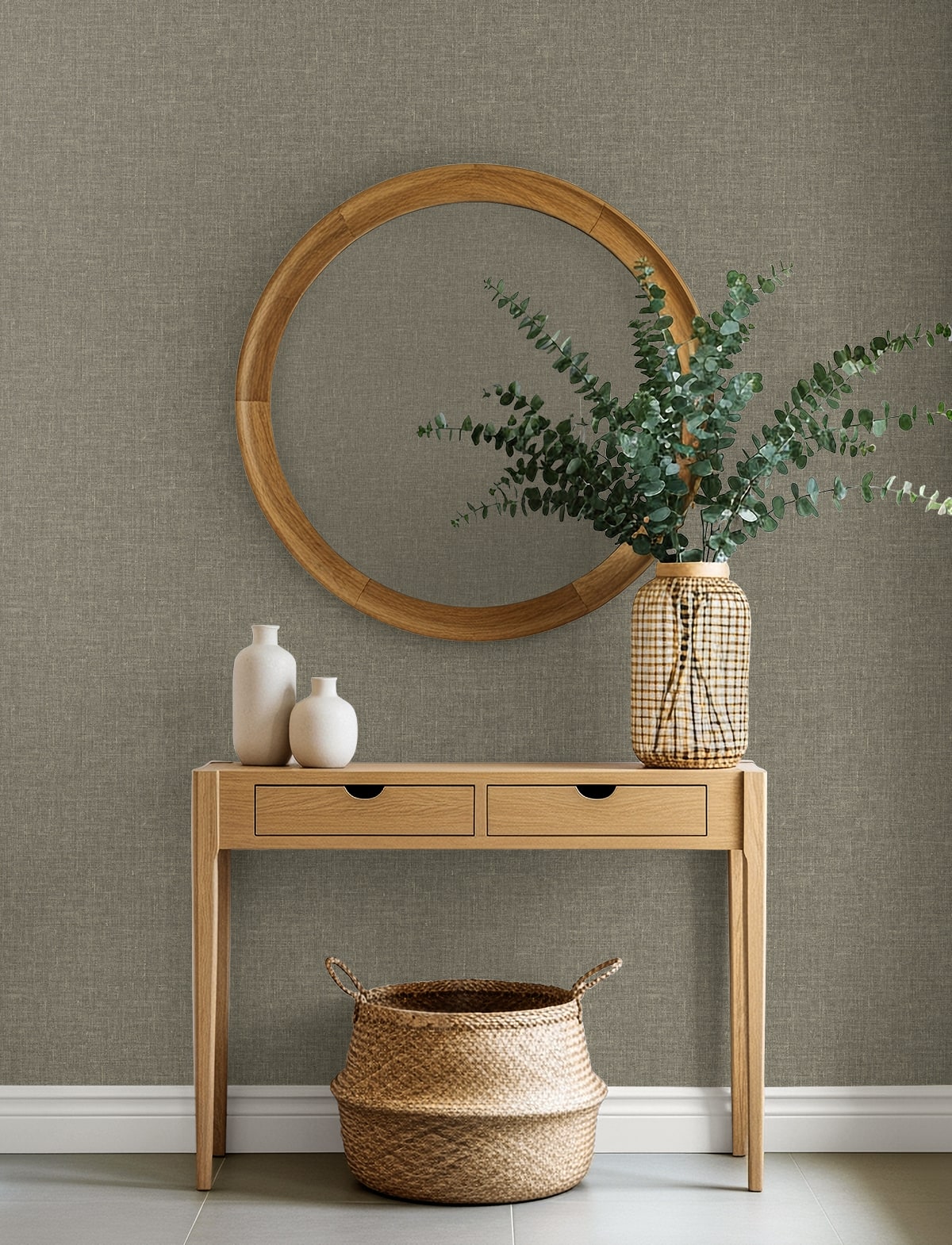 Seabrook Designs  Loom Faux Linen Contemporary Grays   - EN40919