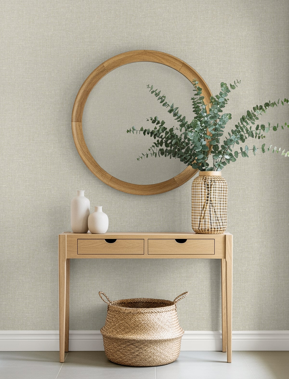 Seabrook Designs  Loom Faux Linen Contemporary Browns , Taupes   - EN40922