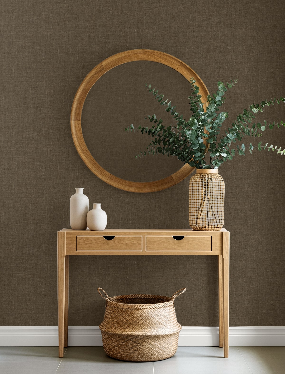 Seabrook Designs  Loom Faux Linen Contemporary Browns , Taupes   - EN40927