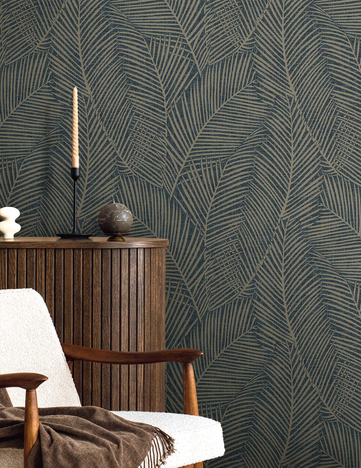 Seabrook Designs  Pampas Palm Botanical Contemporary Blues   - EN41002