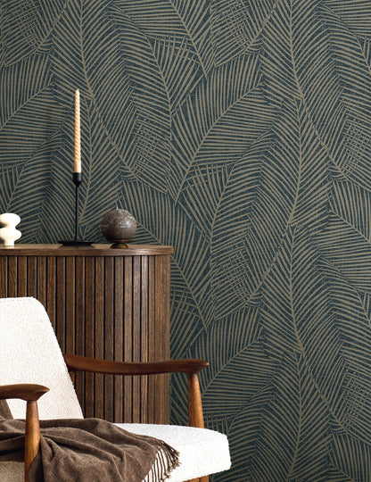 Seabrook Designs  Pampas Palm Botanical Contemporary Blues   - EN41002