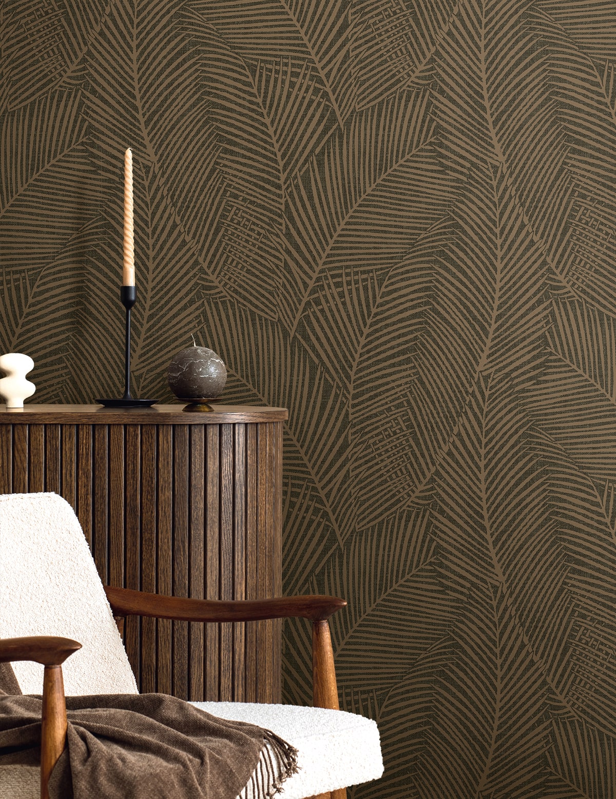 Seabrook Designs  Pampas Palm Botanical Contemporary Browns , Taupes   - EN41006