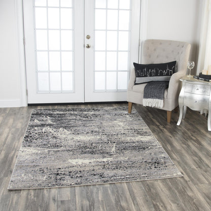 Modern abstract 8×10 area rug in neutral tones with layered contemporary pattern, large living room rug for modern, minimalist, and transitional home décor, soft textured statement floor covering.