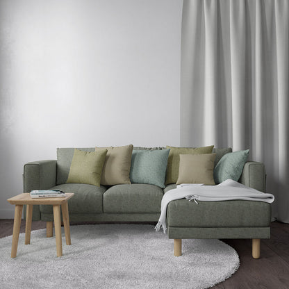 Green-gray solid fabric sample with a subtle woven texture.