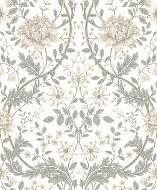 Etten Studios Etten Prepasted Wallcoverings Honeysuckle Floral Prepasted Floral Vintage Off-White Matte Sidewall - EP10000