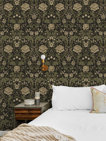 Etten Studios  Honeysuckle Floral Prepasted Floral Vintage Brown   - EP10006