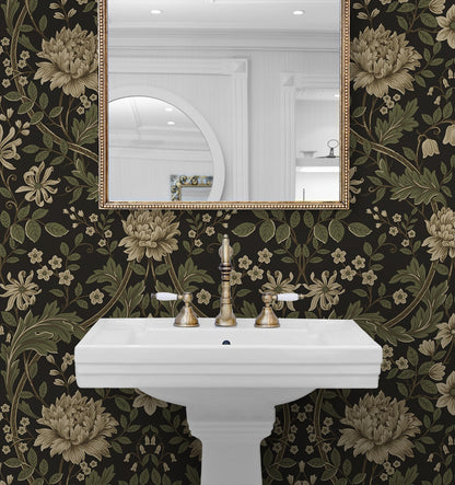 Etten Studios  Honeysuckle Floral Prepasted Floral Vintage Brown   - EP10006