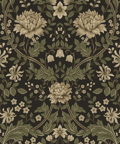 Etten Studios  Honeysuckle Floral Prepasted Floral Vintage Brown   - EP10006