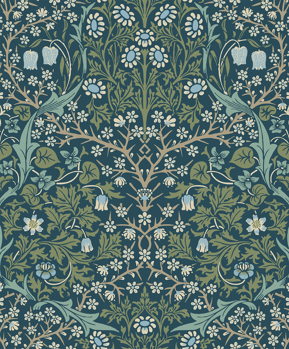 Etten Studios Etten Prepasted Wallcoverings Victorian Garden Floral Prepasted Floral Vintage Blue Matte Sidewall - EP10102