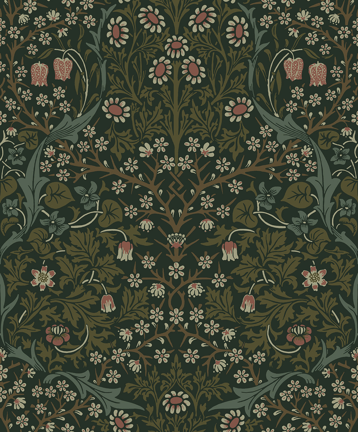 Etten Studios Etten Prepasted Wallcoverings Victorian Garden Floral Prepasted Floral Vintage Green Matte  - EP10104