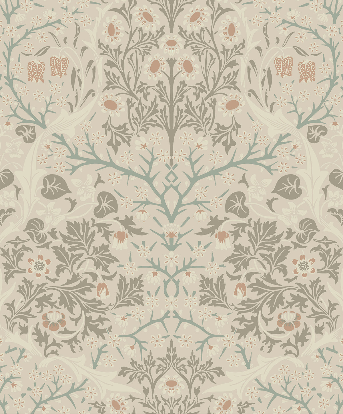 Etten Studios Etten Prepasted Wallcoverings Victorian Garden Floral Prepasted Floral Vintage Beige Matte Sidewall - EP10106