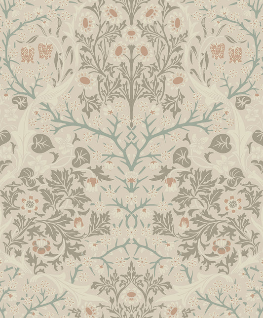 Etten Studios Etten Prepasted Wallcoverings Victorian Garden Floral Prepasted Floral Vintage Beige Matte Sidewall - EP10106